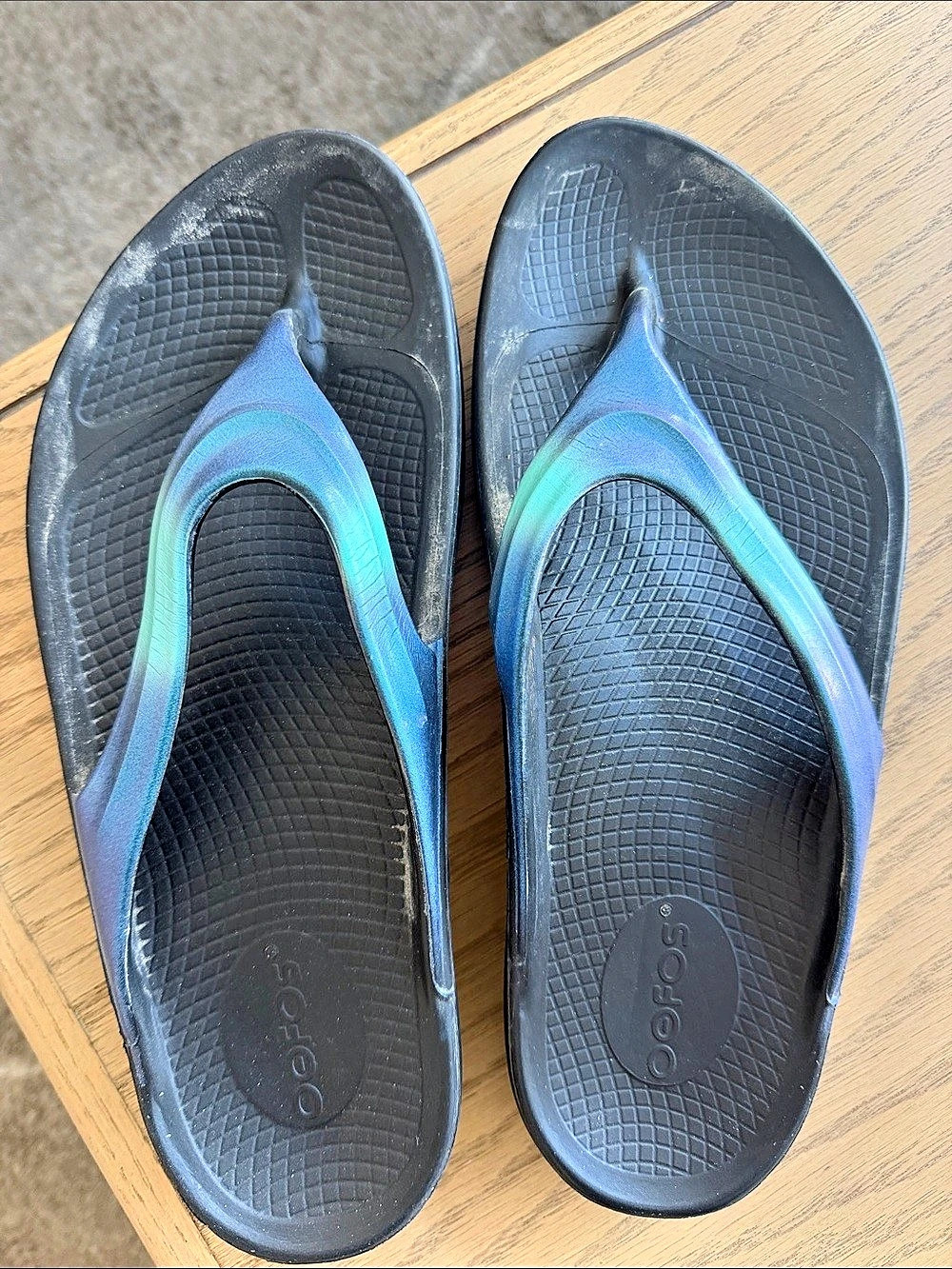 Oofos Women's Black & Blue Sandals US 10 EU 40